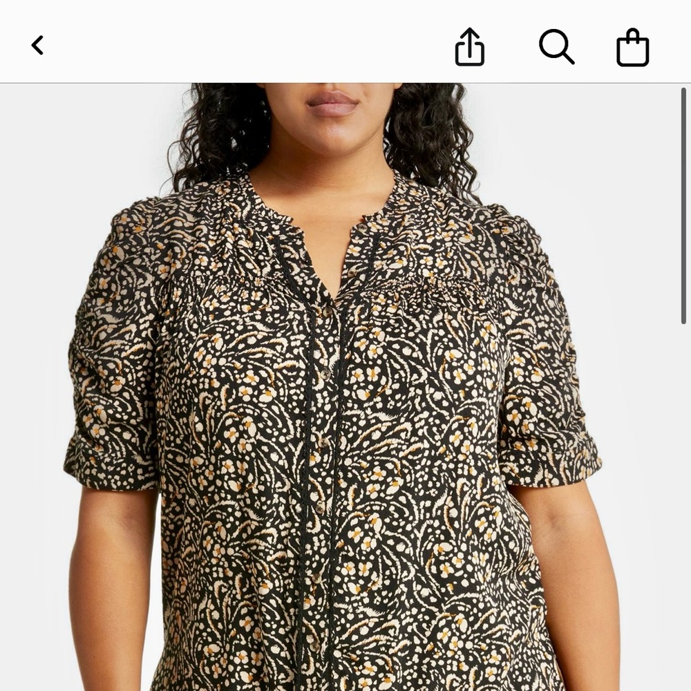 Floral Print Black and Cream Women's smocked top